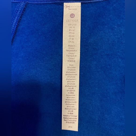 NWT CRZ YOGA Fleece Zip Cropped Hoodie Size L - Picture 12 of 12